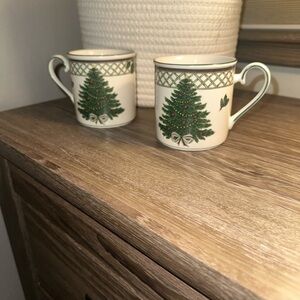 Christmas Tree Design Mugs Set of 2